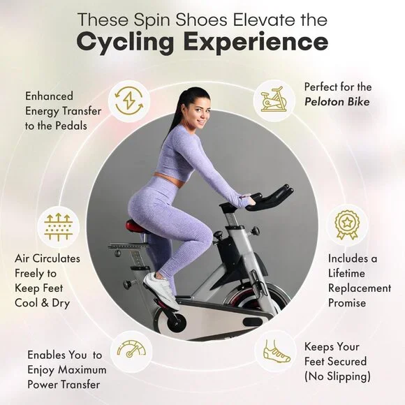 Women’s Cycling Shoes Leather Mesh 9 US Indoor Cycling Peloton Compatible